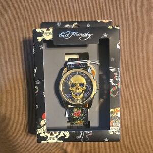Ed Hardy Men's Watch with Skull Design - Gold and Black